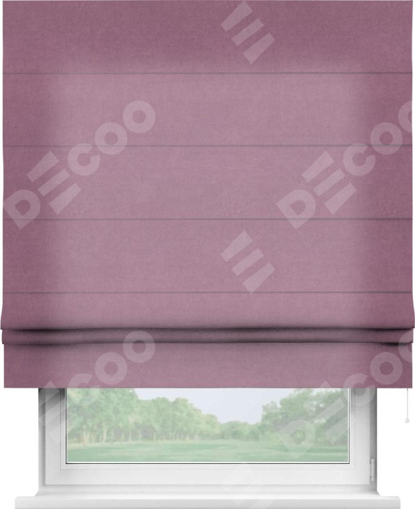 Римская штора «Кортин» для проема, ткань вельвет лиловый