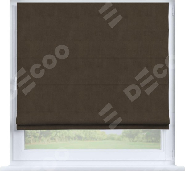 Римская штора «Кортин» на створку, ткань бархат тёмно-коричневый