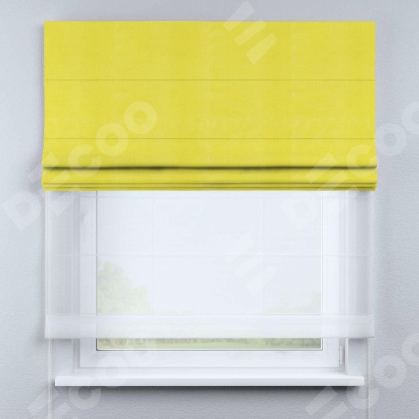 Римская штора «Кортин» день-ночь, ткань вельвет светло-желтый