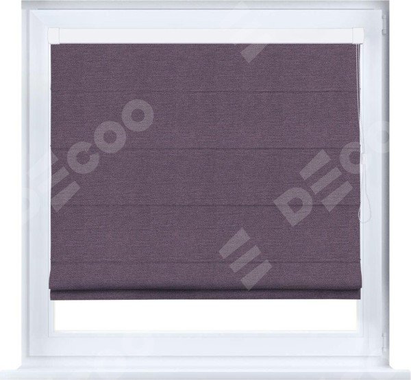 Римская штора «Кортин» кассетная, ткань лён димаут, светло-фиолетовый