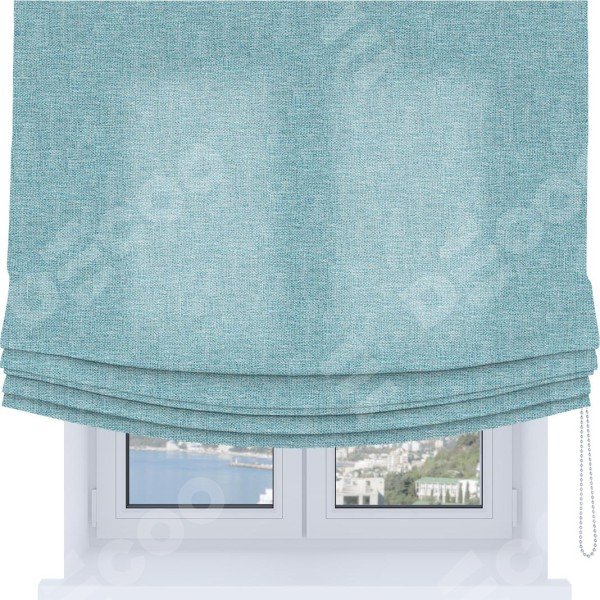 Римская штора Soft с мягкими складками, ткань лён кашемир голубой