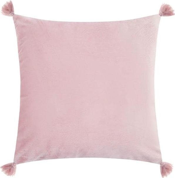Наволочка на подушку с кисточками Этель цвет розовый, 45х45 см, 100% п/э, велюр