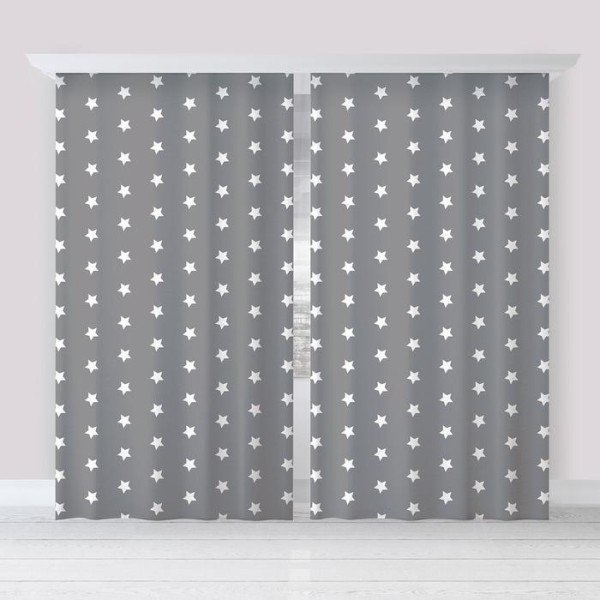 Комплект штор "Этель" Grey stars 145*260 см-2 шт, 100% п/э, 140 г/м2