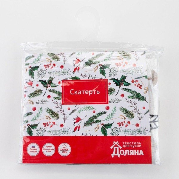 Скатерть "Доляна" X-Mas 146х180см, 100%хл, рогожка 164 г/м2